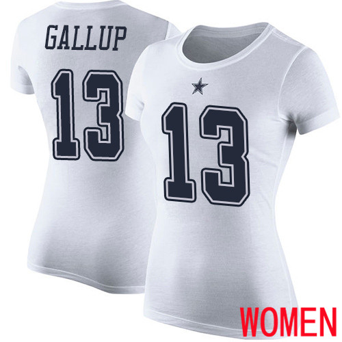 Women Dallas Cowboys White Michael Gallup Rush Pride Name and Number #13 Nike NFL T Shirt->youth nfl jersey->Youth Jersey